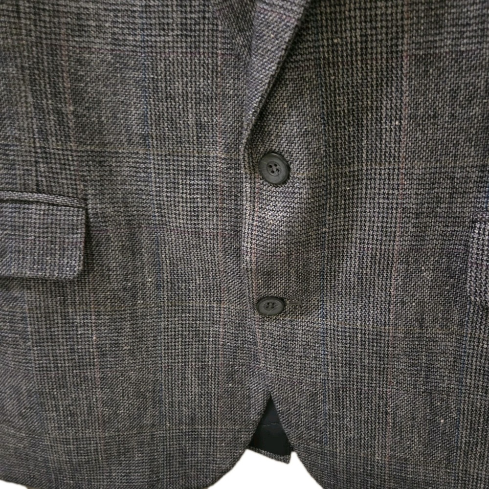 Haggar Imperial Blazer Mens 44 Gray Plaid Sport Coat Wool Blend 2 Button Lined - Picture 6 of 10